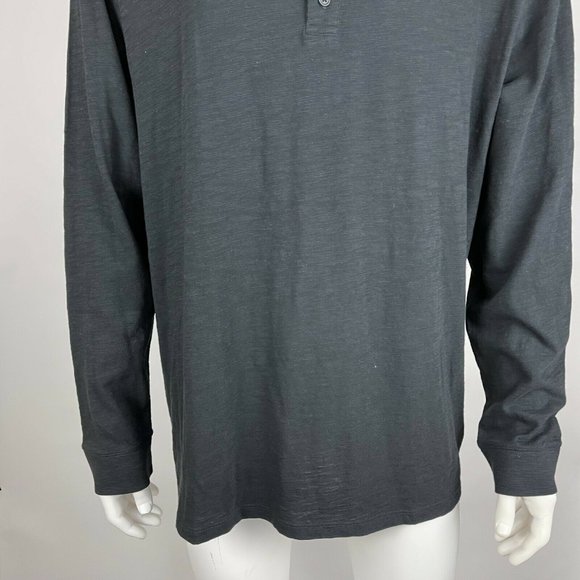 Vince Long Sleeve Henley Tee‎ Shirt Cotton Crew Neck Stretch Top Black Mens XXL - Picture 5 of 12
